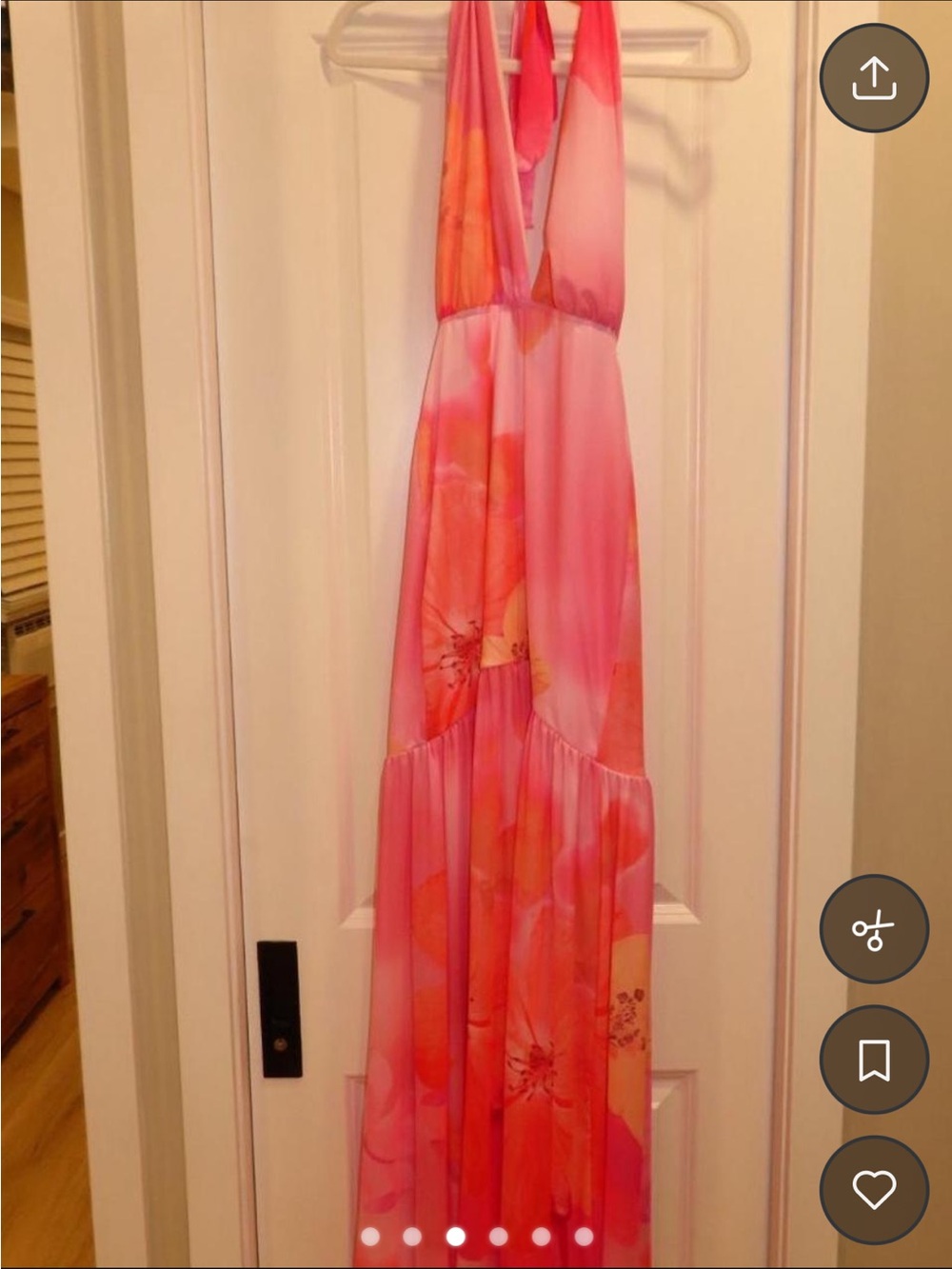 Blue Blush Pink & Orange Floral Halter Maxi Dress